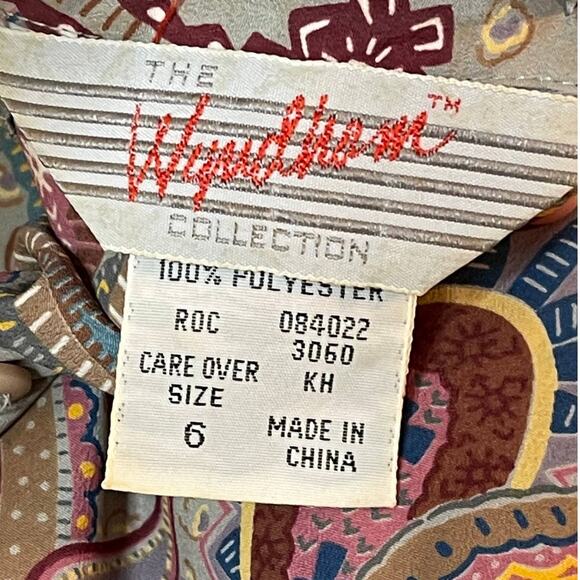 The Wyndham Collection Vintage Mock Neck Paisley Blouse Size 6 70s - Picture 4 of 5